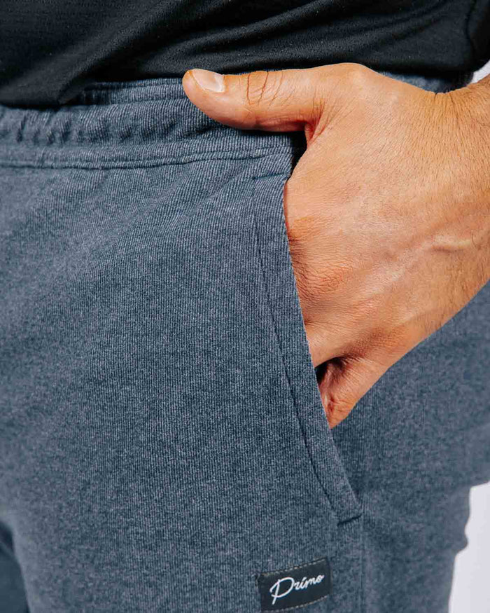 Blue Gray Brushed Rib Knit Shorts