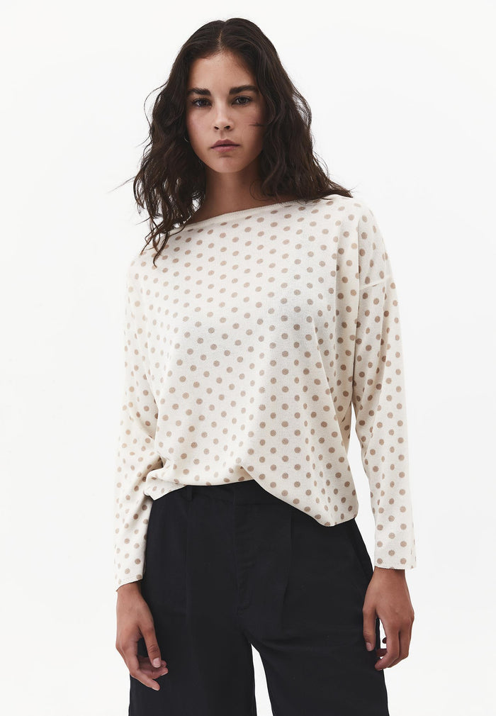 Boat Neck Knit Sweater - DOT COMB