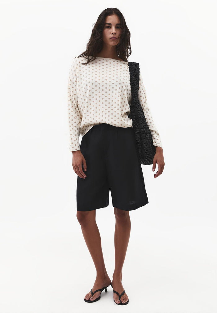 Boat Neck Knit Sweater - DOT COMB
