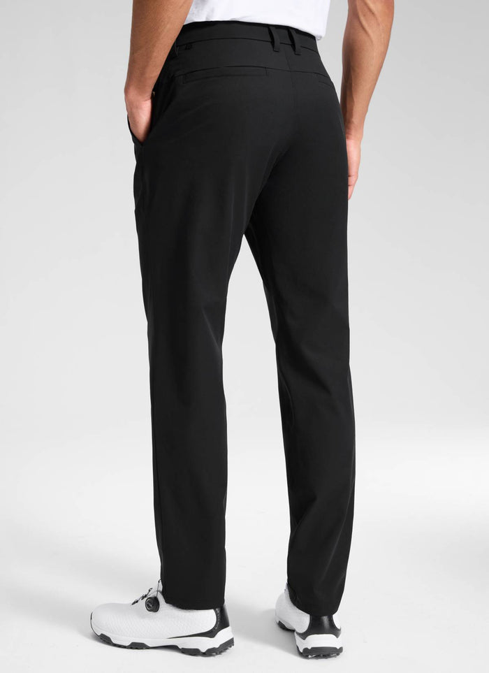 CRZ YOGA Men's BreezeLite Lightweight Golf Mid Rise Pocket Pant 32" Black