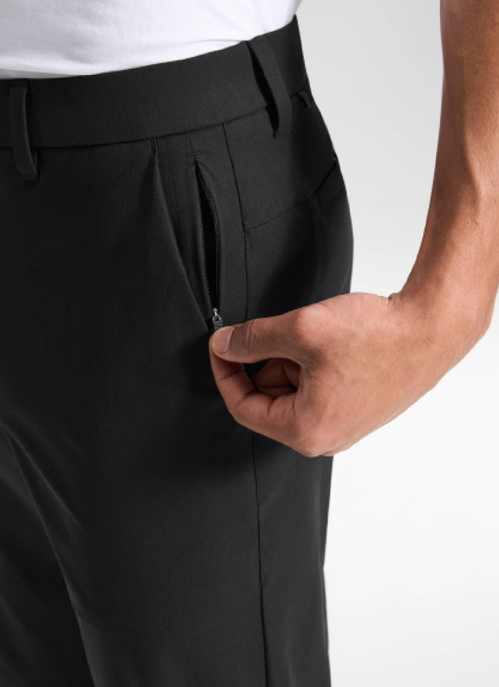CRZ YOGA Men's BreezeLite Lightweight Golf Mid Rise Pocket Pant 32" Black