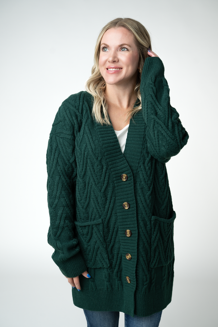 Brooks Button Sweater Cardigan - Evergreen by Michelle Mae