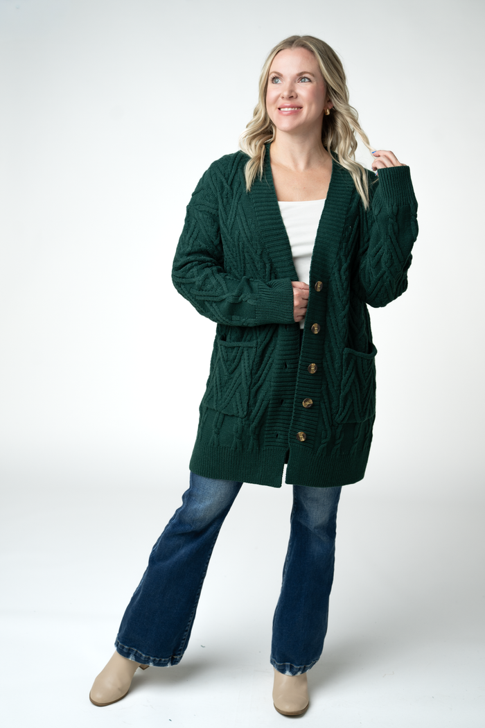 Brooks Button Sweater Cardigan - Evergreen by Michelle Mae