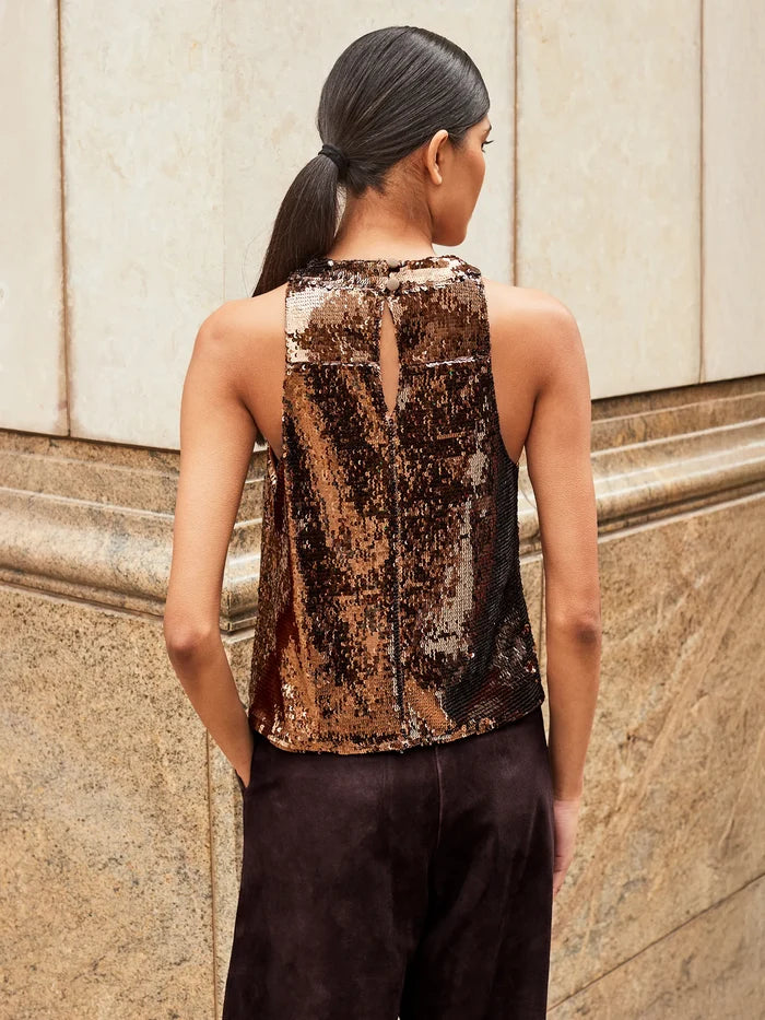 Brown Sequin Halter Neck Top