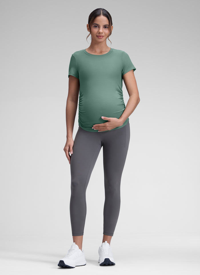 CRZ YOGA Women's Yoga High Rise Butterluxe Maternity Legging 25" Dark Carbon