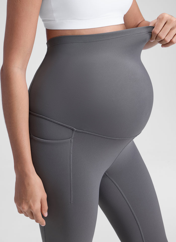 CRZ YOGA Women's Yoga High Rise Butterluxe Maternity Legging 25" Dark Carbon
