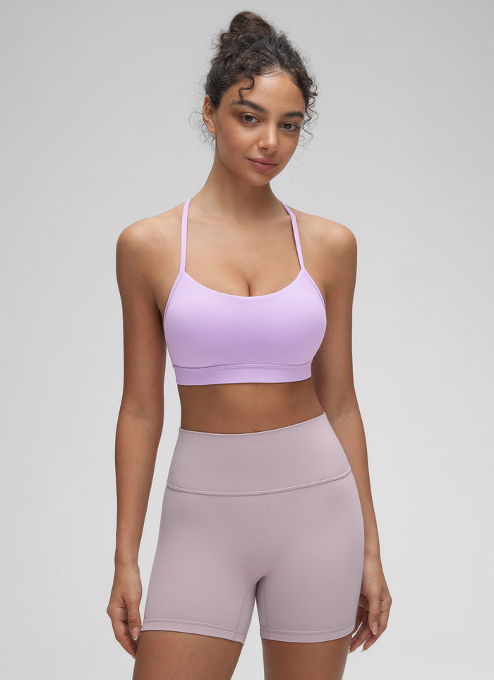 CRZ YOGA Women's Yoga Light Support Butterluxe Sports Bra Y back Elfin Purple