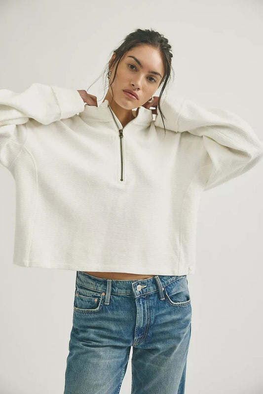 Celeste Quarter Zip - Clean Ivory