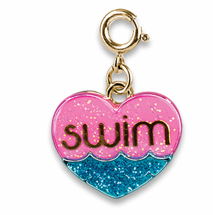 CHARM IT! Gold Glitter Swim Heart Charm