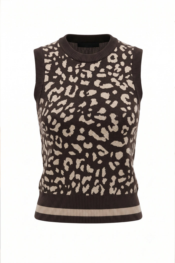 Clara Jacquard Sweater Vest with Striped Hem
