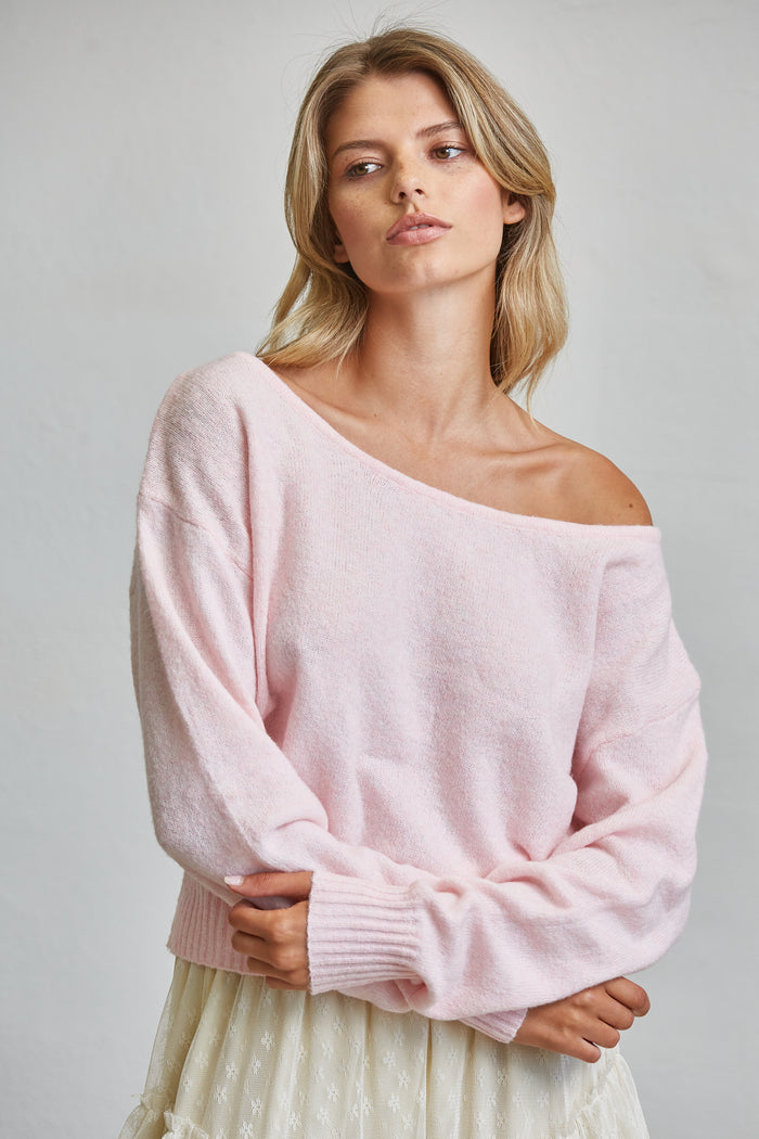 Cloud Soft Off-Shoulder Sweater - Blush