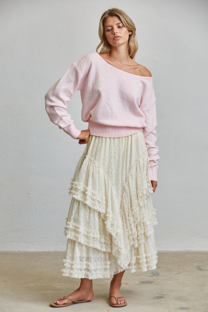 Cloud Soft Off-Shoulder Sweater - Blush