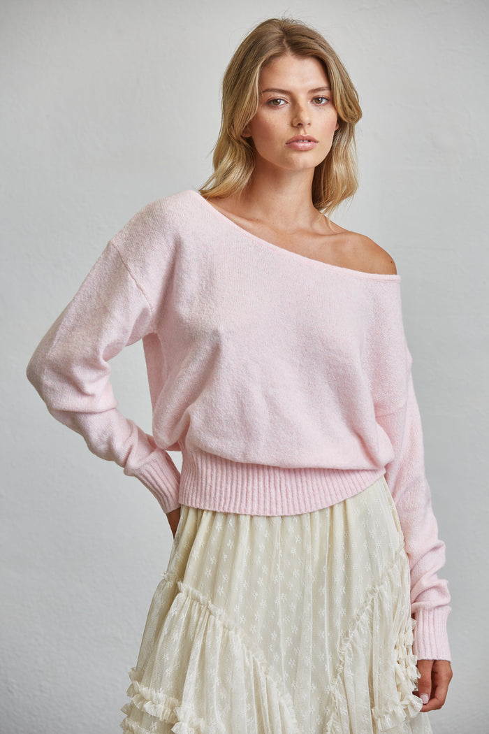 Cloud Soft Off-Shoulder Sweater - Blush
