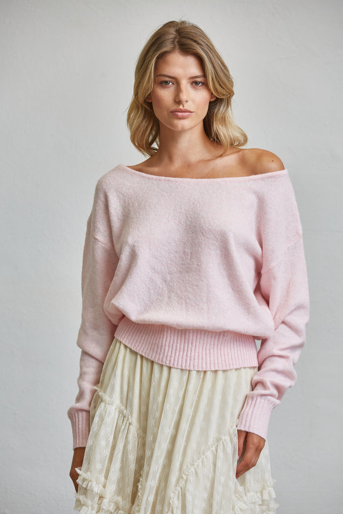 Cloud Soft Off-Shoulder Sweater - Blush