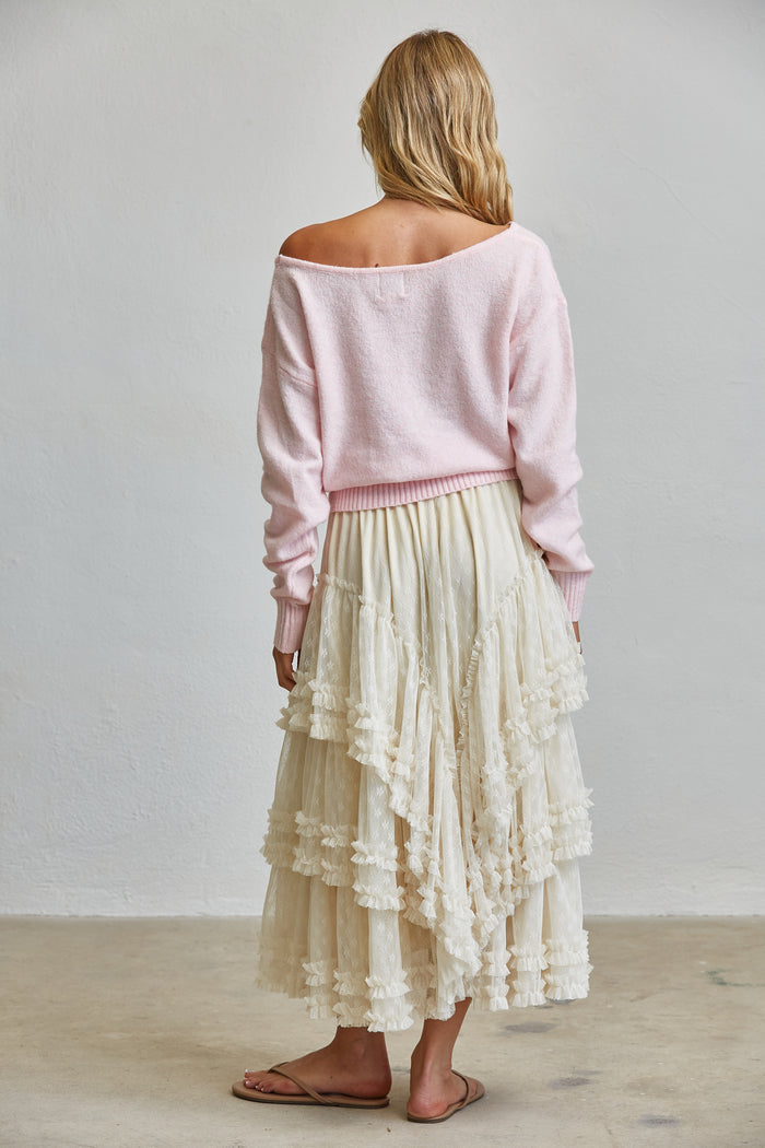 Cloud Soft Off-Shoulder Sweater - Blush