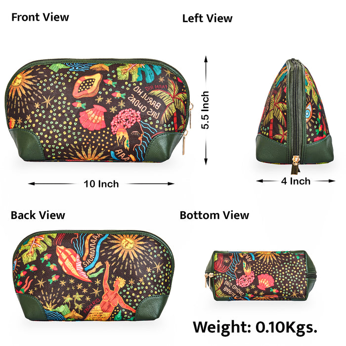 Women's coastal cosmetic pouch and travel makeup bag for daily use-infographic image