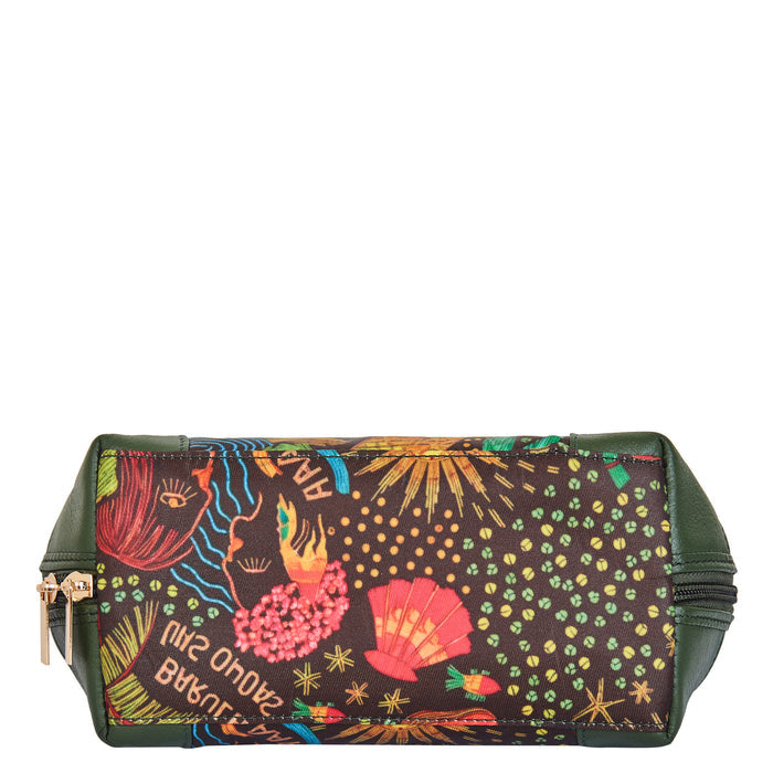 Women's coastal cosmetic pouch and travel makeup bag for daily use-bottom view