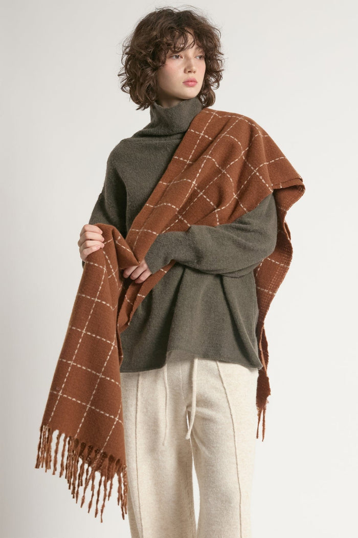 Cozy Grid Blanket Scarf