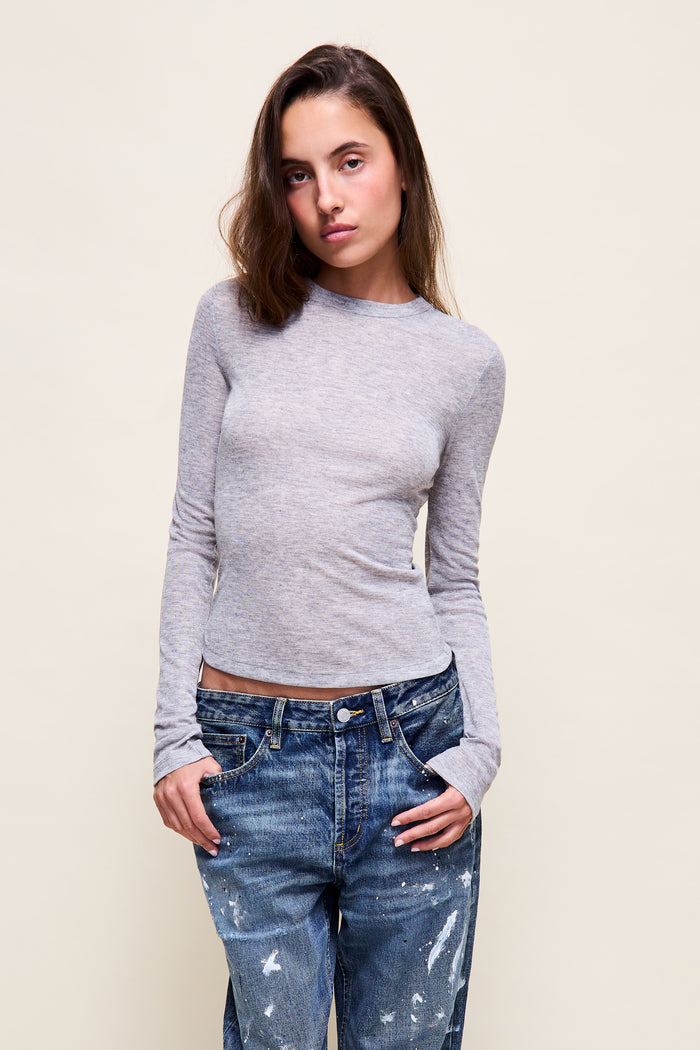 Crew Long Sleeve in Heather Grey