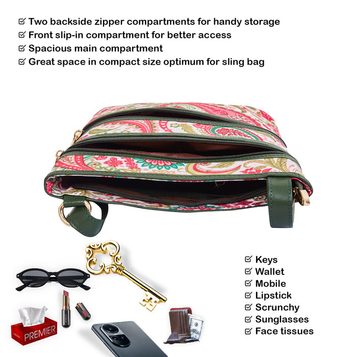 Women's paisley crossbody sling bag for work, travel, and daily use-feature image