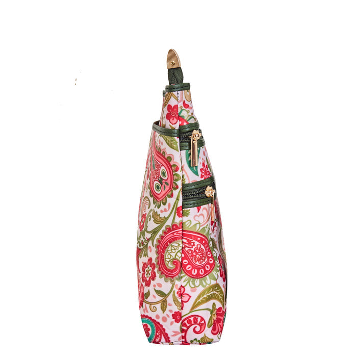 Women's paisley crossbody sling bag for work, travel, and daily use-side view