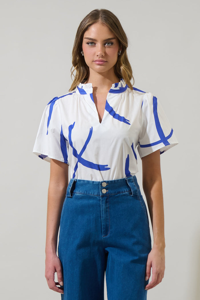 Dorma Strokes Reva Split Neck Top