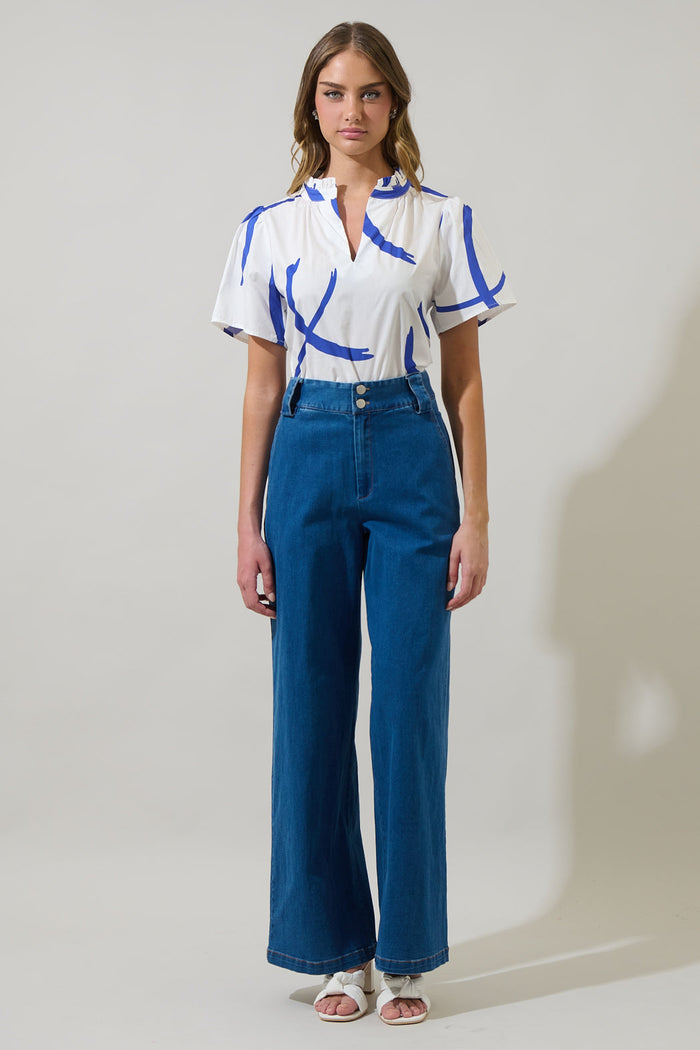 Dorma Strokes Reva Split Neck Top