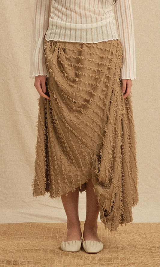Ethnic drape long skirt Beige