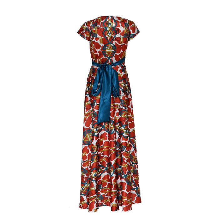 Fabrosanz: Christmas Print Satin Wrap Dress