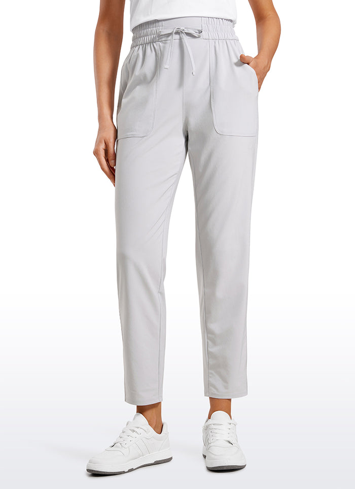 CRZ YOGA Women's Casual Workout Pants Mid Rise with Pockets 27" Platinum Grey