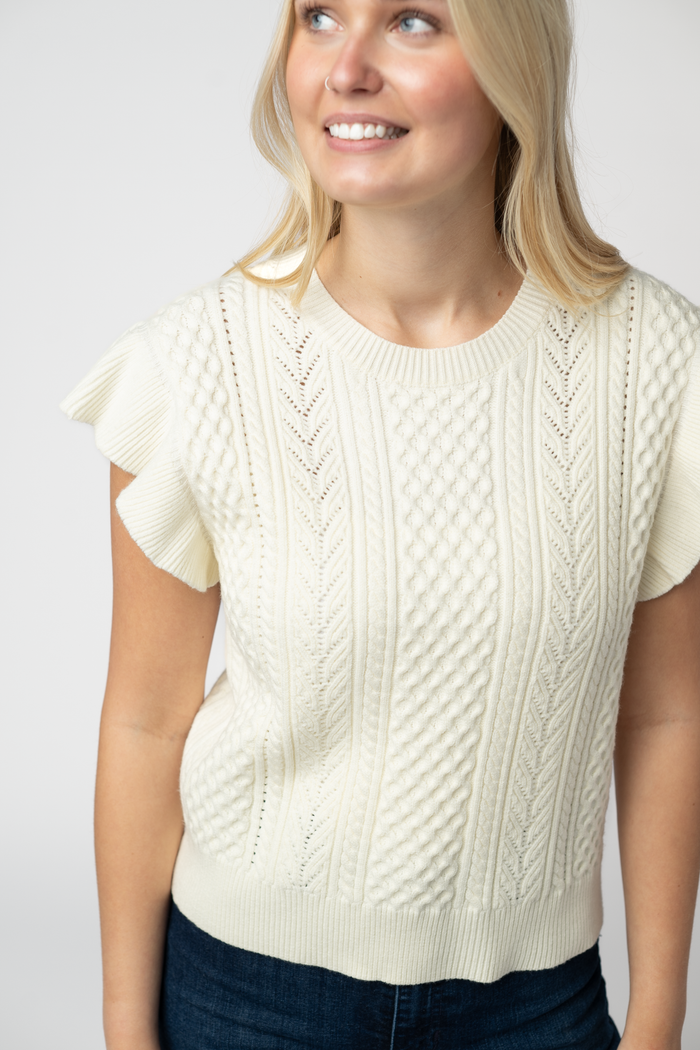 Felicity Flutter Sweater Top - Ivory by Michelle Mae