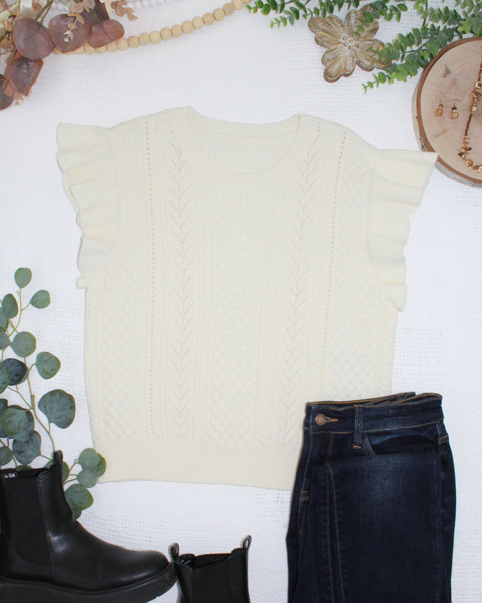 Felicity Flutter Sweater Top - Ivory by Michelle Mae