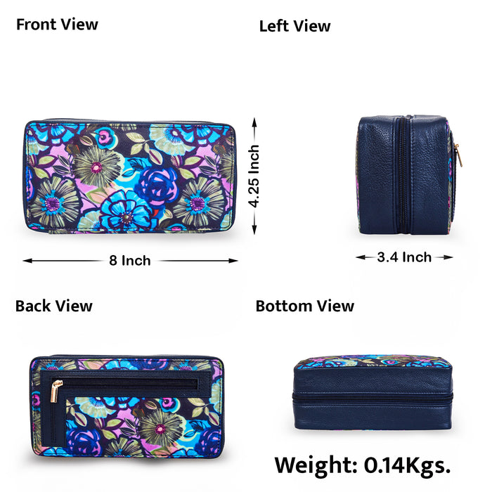 Women's floral travel jewelry organizer pouch for trips and daily use-infographic image