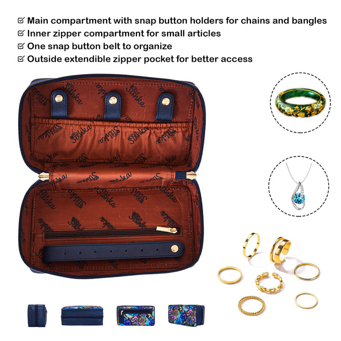 Women's floral travel jewelry organizer pouch for trips and daily use-feature image