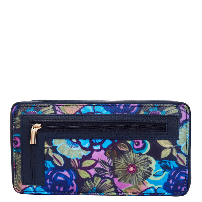 Women's floral travel jewelry organizer pouch for trips and daily use-back view