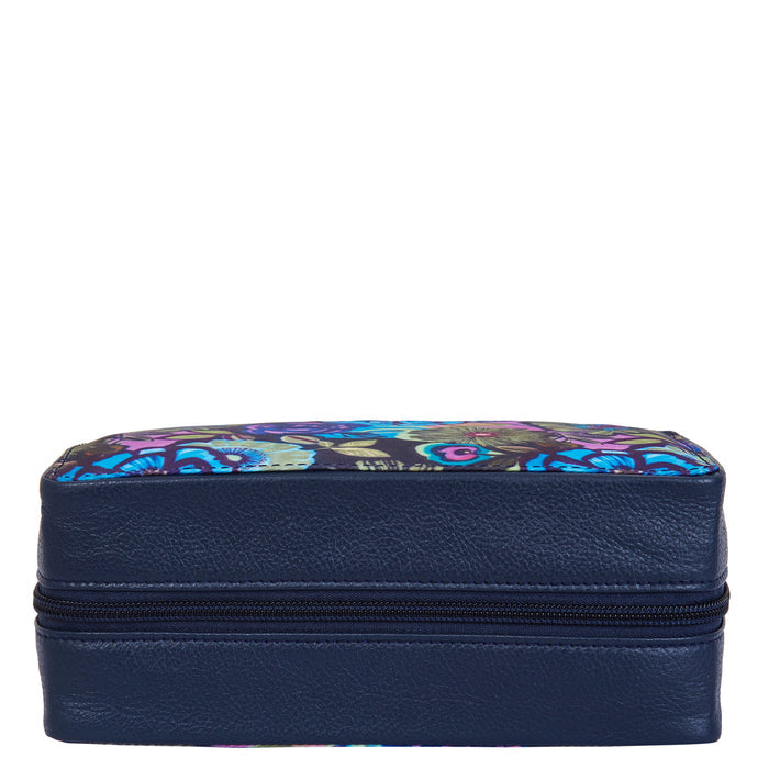 Women's floral travel jewelry organizer pouch for trips and daily use-bottom view