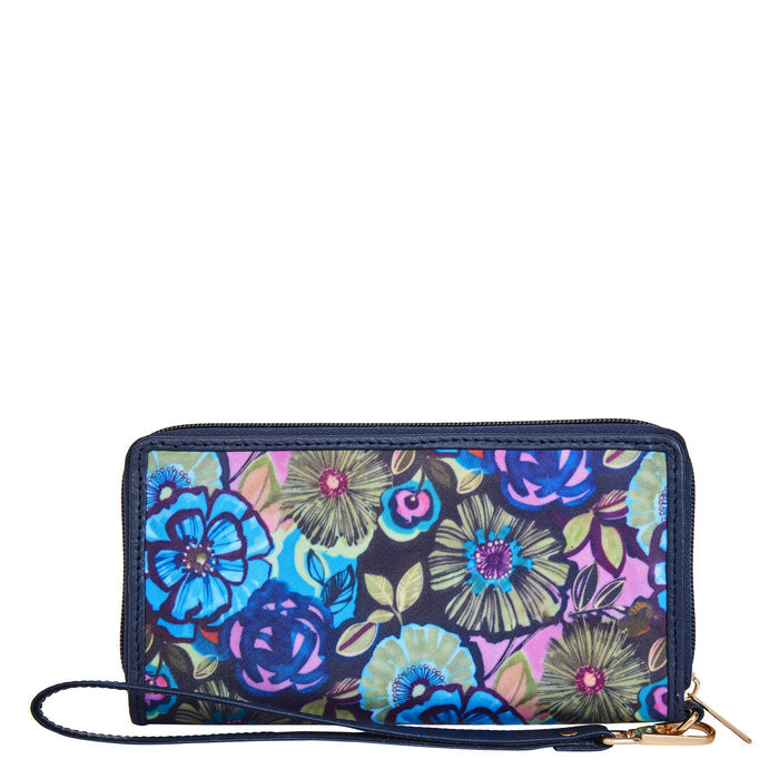 Women's botanical wristlet wallet for travel and daily use