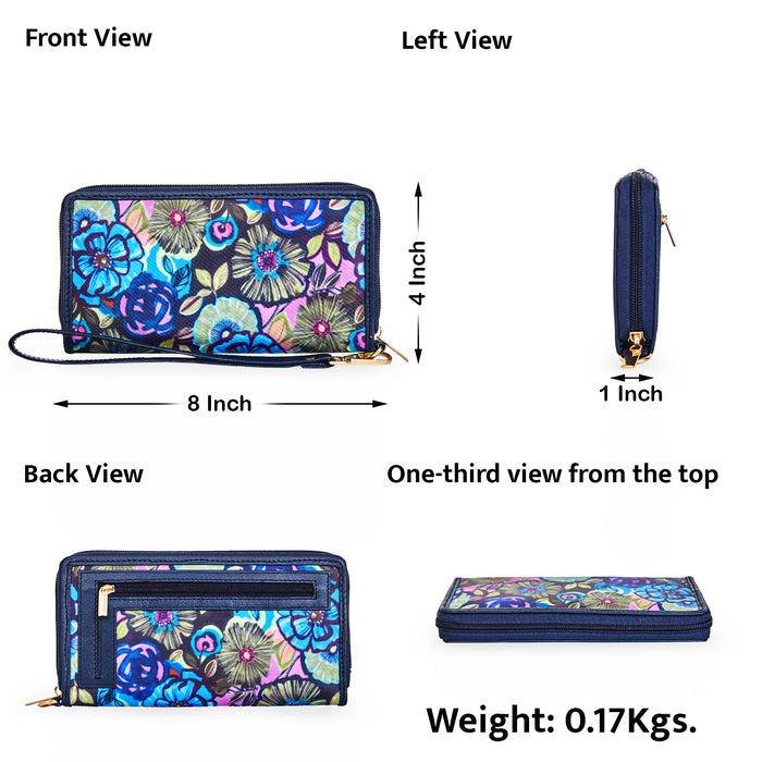 Women's botanical wristlet wallet for travel and daily use-infographic image
