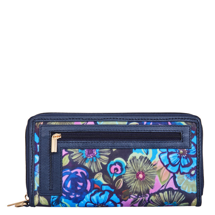 Women's botanical wristlet wallet for travel and daily use-back view