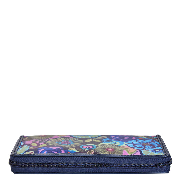 Women's botanical wristlet wallet for travel and daily use-zipper view