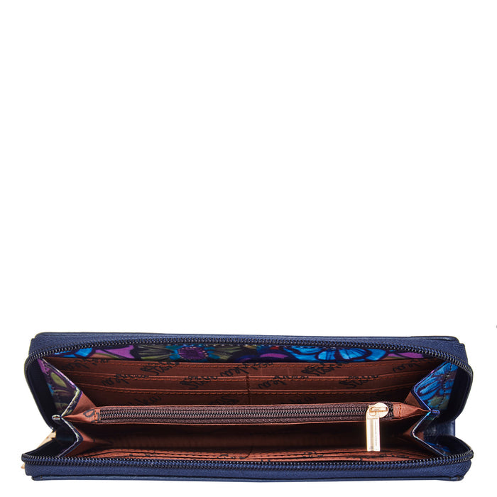 Women's botanical wristlet wallet for travel and daily use-interior view