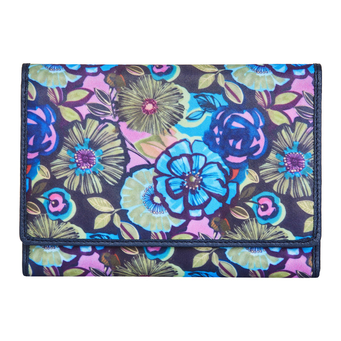 Women's floral trifold travel wallet for daily use and trips
