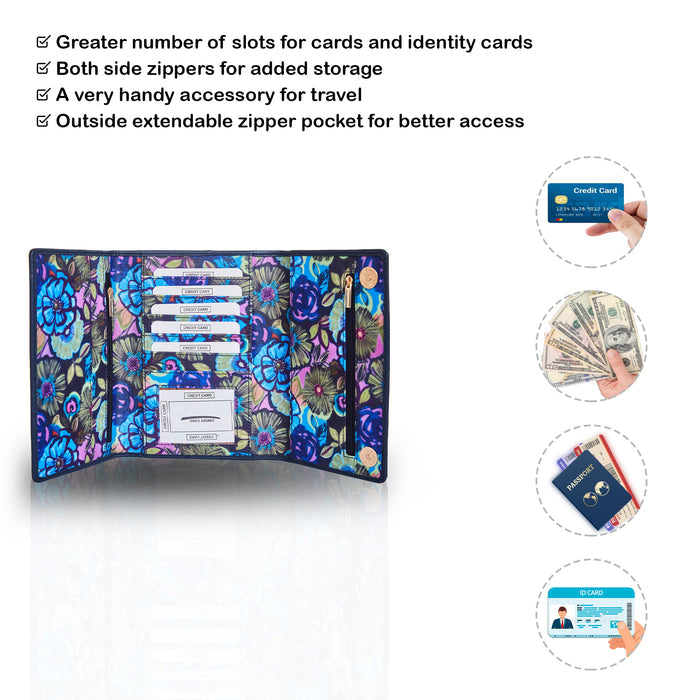 Women's floral trifold travel wallet for daily use and trips-feature image