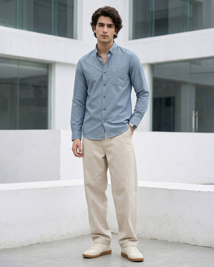 Full-Sleeve Breeze Linen Shirt in Grey