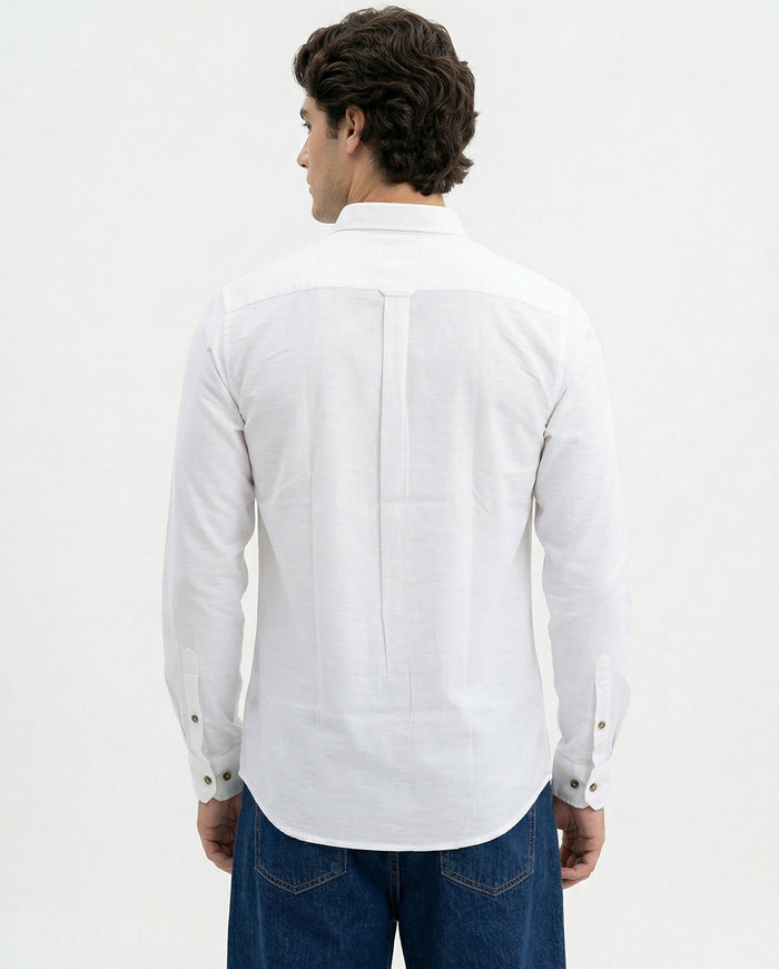Full-Sleeve Breeze Linen Shirt in White