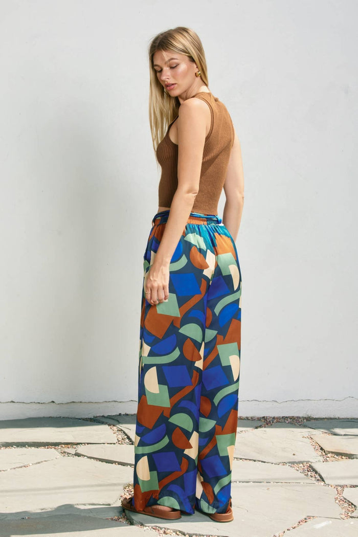 Geometric Looped Belt Pants