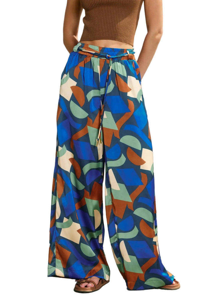 Geometric Looped Belt Pants