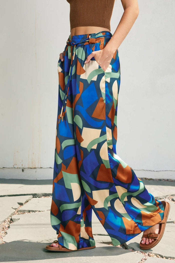 Geometric Looped Belt Pants