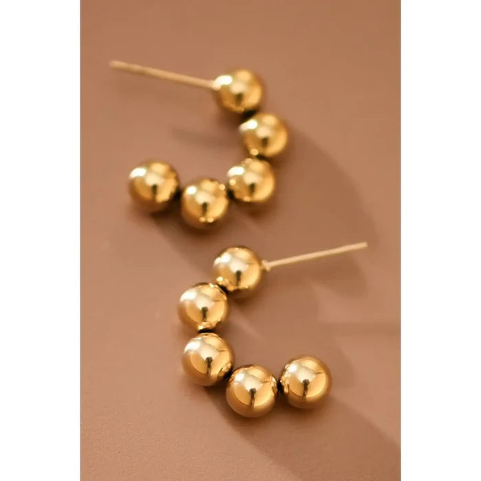 Gold Ball Hoop Earring