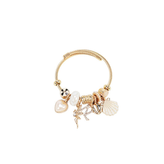 GOLD ROMANTIC OCEAN CHARM CABLE BRACELET